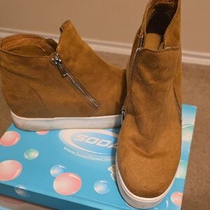 Soda Women's Tan Suede Sneakers